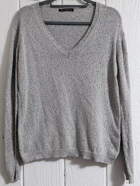 Brandy Melville Light Gray V-Neck Sweater